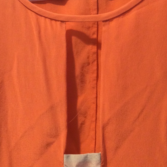 Trina Turk silk sleeveless orange top with button detail and cut out on chest - Picture 2 of 6